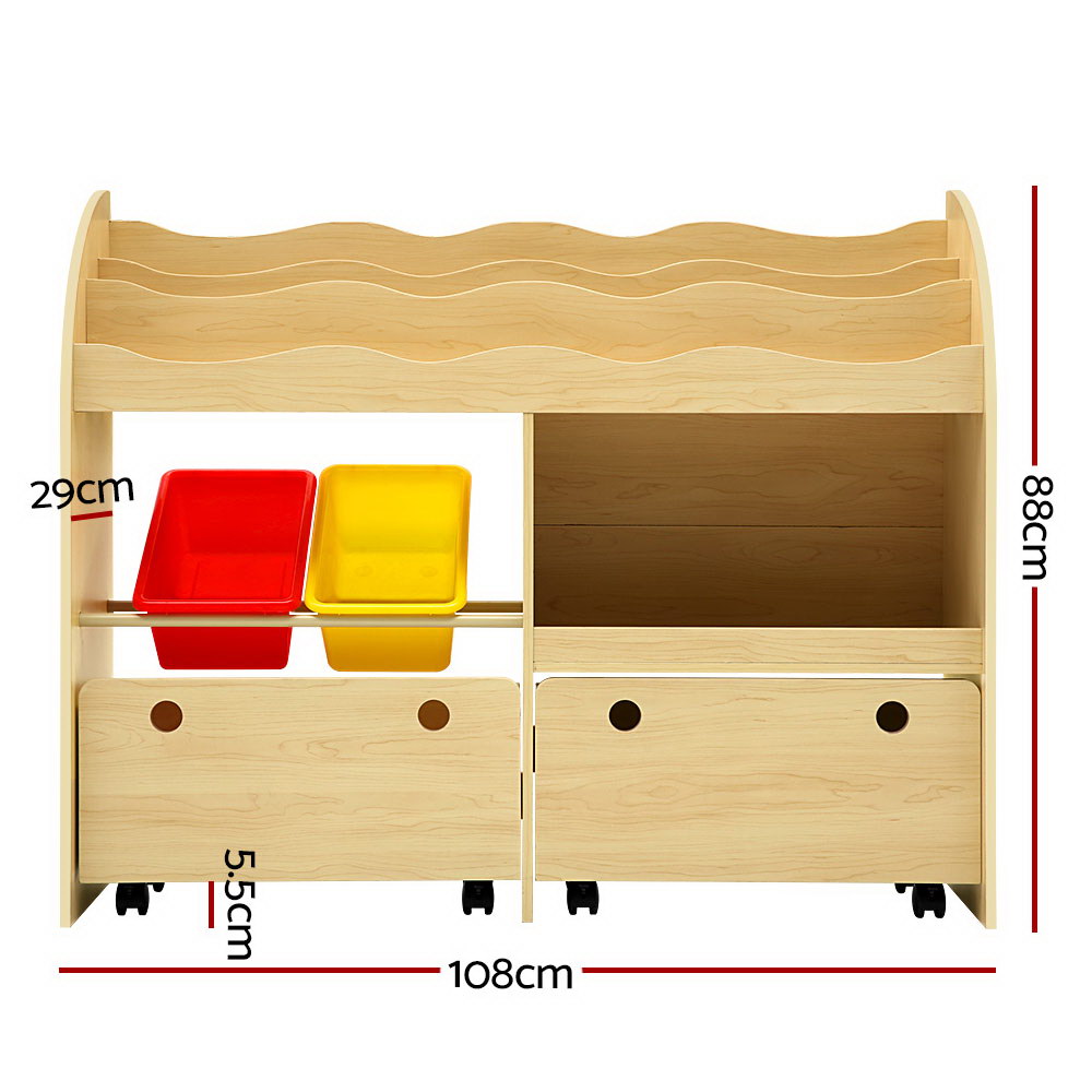 Kid's Bookcases & Shelves: Keezi 3 Tiers Kids Bookshelf Storage Children Bookcase Toy Box Organiser Display