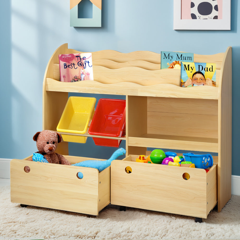 Kid's Bookcases & Shelves: Keezi 3 Tiers Kids Bookshelf Storage Children Bookcase Toy Box Organiser Display