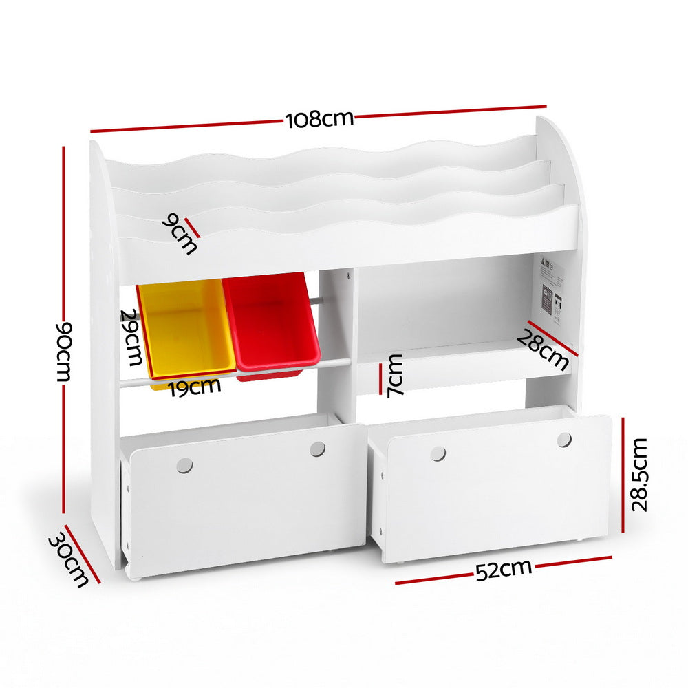Kid's Bookcases & Shelves: Keezi 3 Tiers Kids Bookshelf Storage Children Bookcase Toy Box Organiser Display White