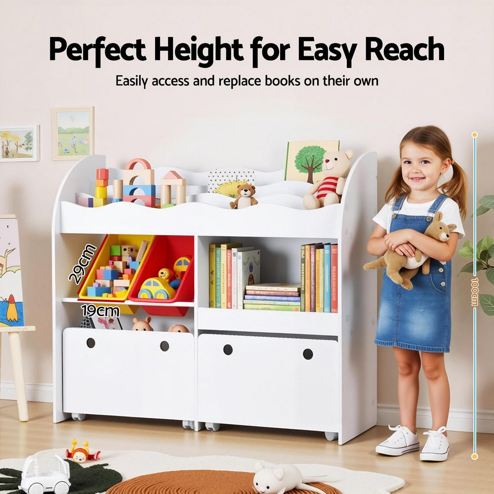 Kid's Bookcases & Shelves: Keezi 3 Tiers Kids Bookshelf Storage Children Bookcase Toy Box Organiser Display White