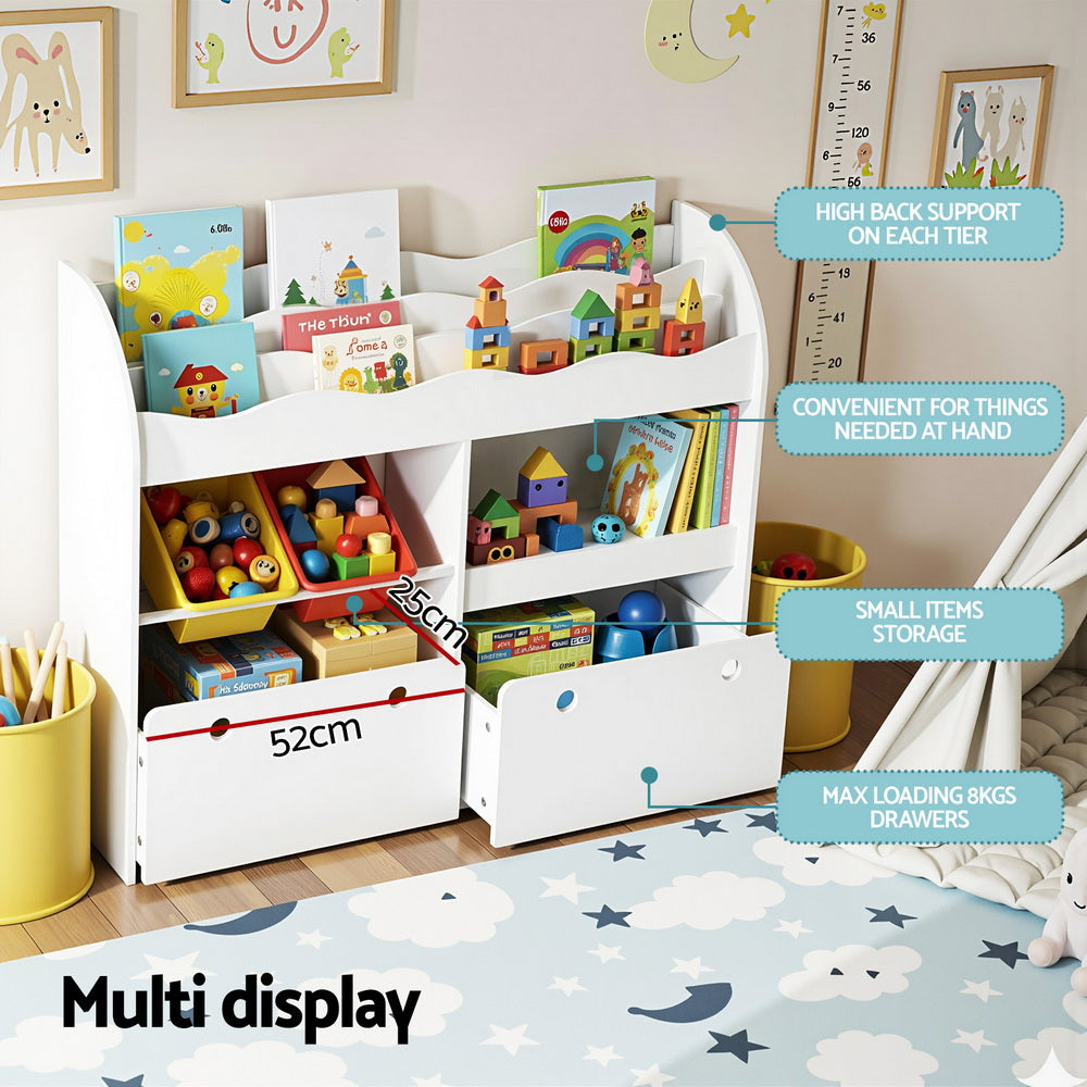 Kid's Bookcases & Shelves: Keezi 3 Tiers Kids Bookshelf Storage Children Bookcase Toy Box Organiser Display White