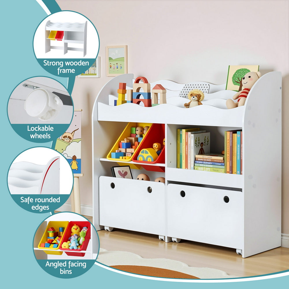 Kid's Bookcases & Shelves: Keezi 3 Tiers Kids Bookshelf Storage Children Bookcase Toy Box Organiser Display White