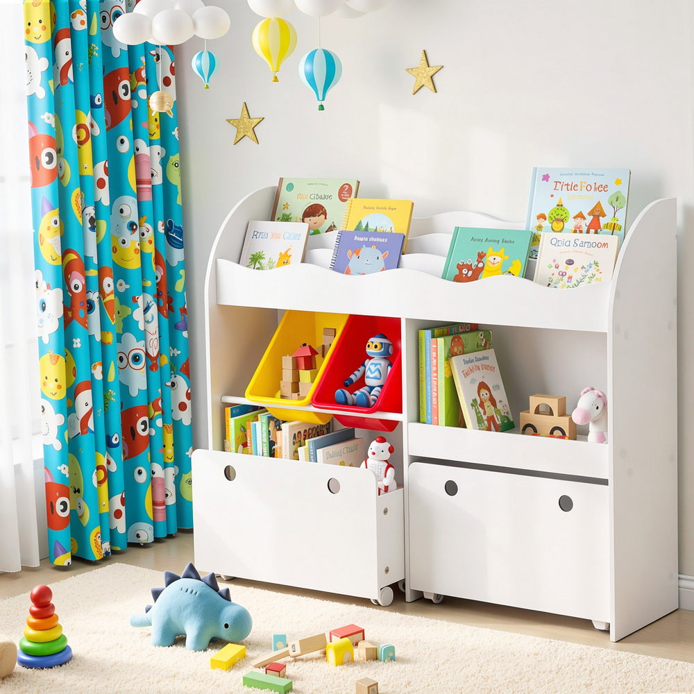 Kid's Bookcases & Shelves: Keezi 3 Tiers Kids Bookshelf Storage Children Bookcase Toy Box Organiser Display White