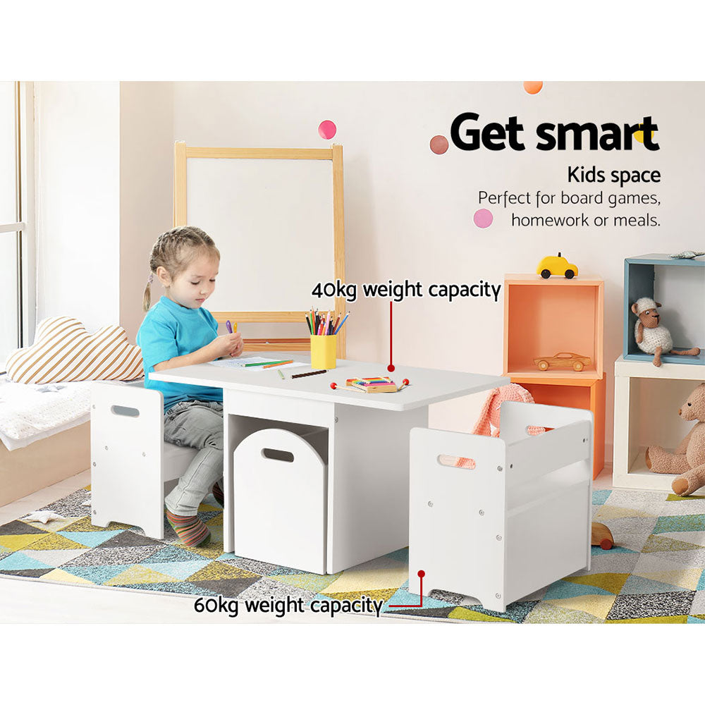 Pretend Play: Keezi 3PCS Kids Table and Chairs Set Storage Toys Play Activity Desk