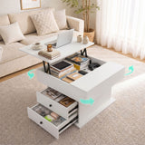 Artiss Lift Top Coffee Table Centre Table with Rotating Top Hidden Storage White