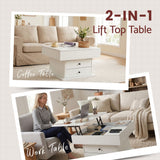 Artiss Lift Top Coffee Table Centre Table with Rotating Top Hidden Storage White