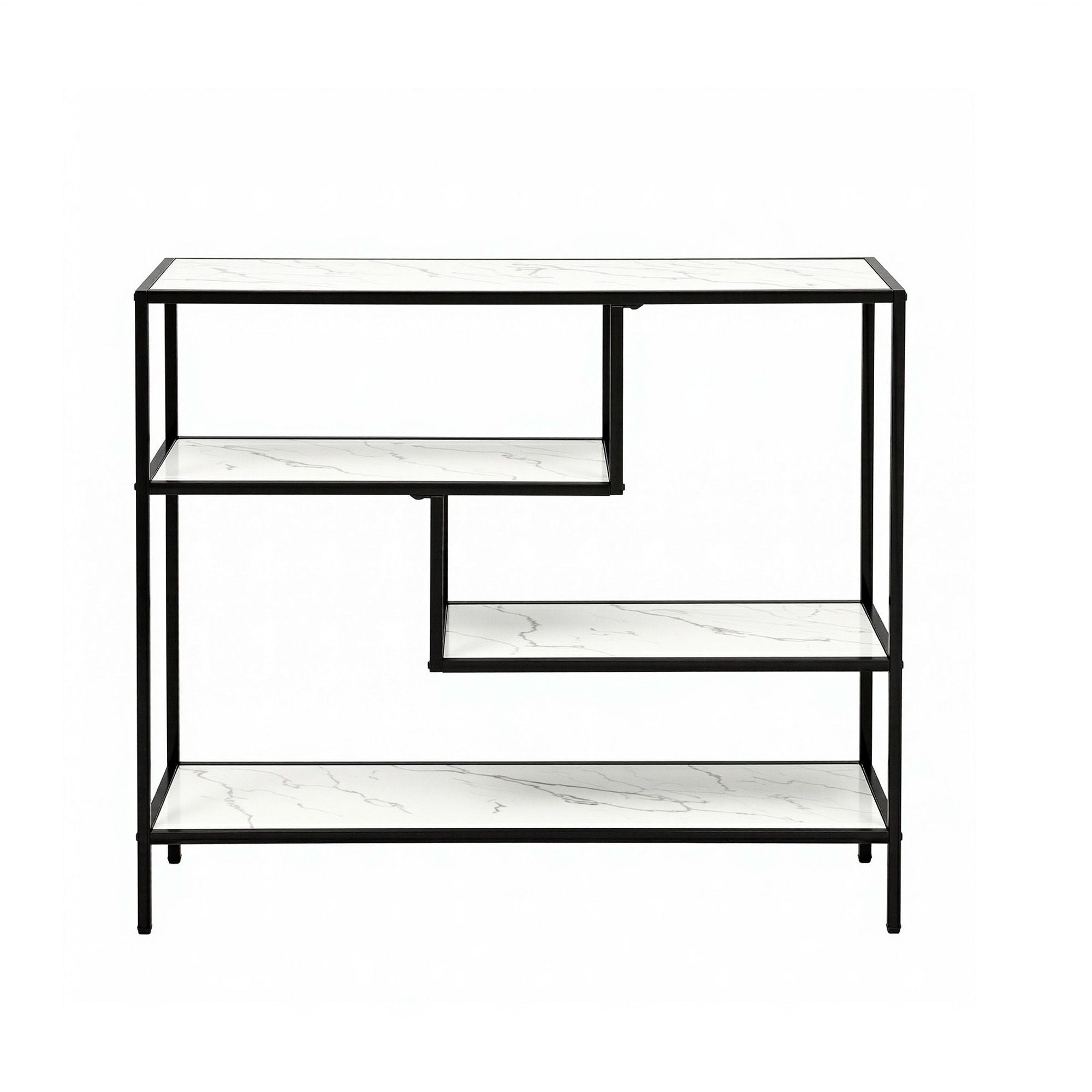 Artiss Console Table Entryway Hallway Marble Effect 4-Tier Storage Shelves White