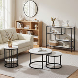 Artiss Console Table Entryway Hallway Marble Effect 4-Tier Storage Shelves White