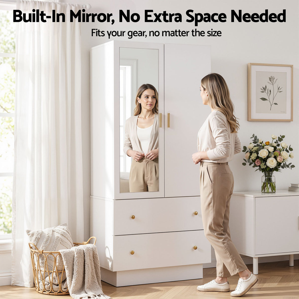 Artiss LED Wardrobe Cabinet Clothes Storage with Mirror