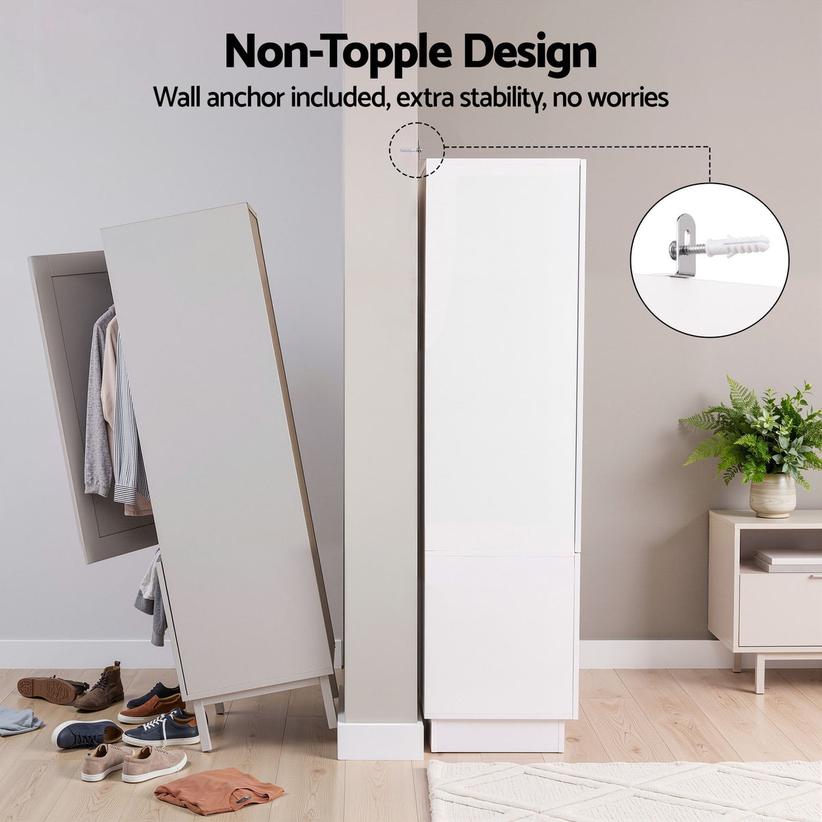 Artiss LED Wardrobe Cabinet Clothes Storage with Mirror