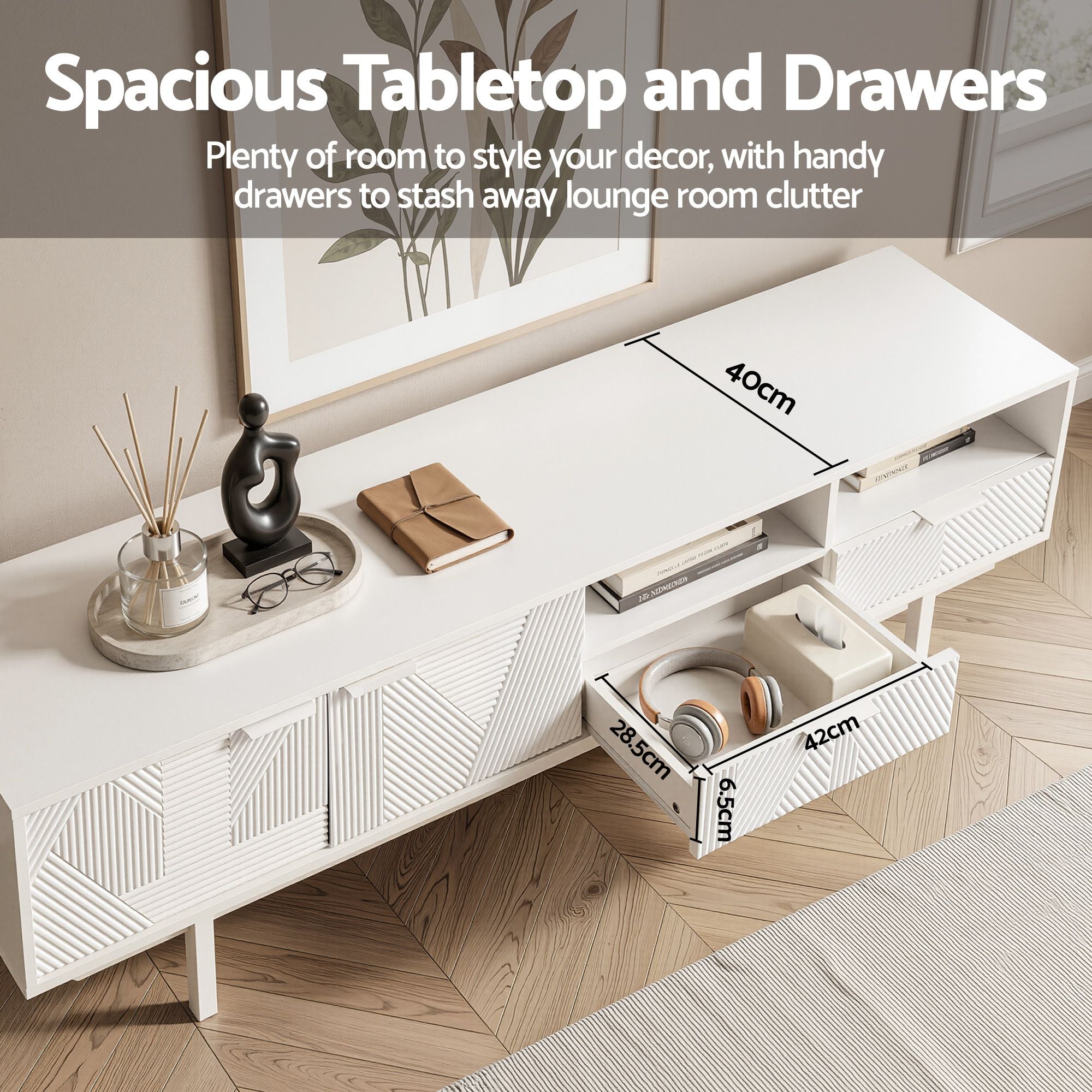 Artiss TV Unit Entertainment Unit Storage Cabinet Drawer 200cm White