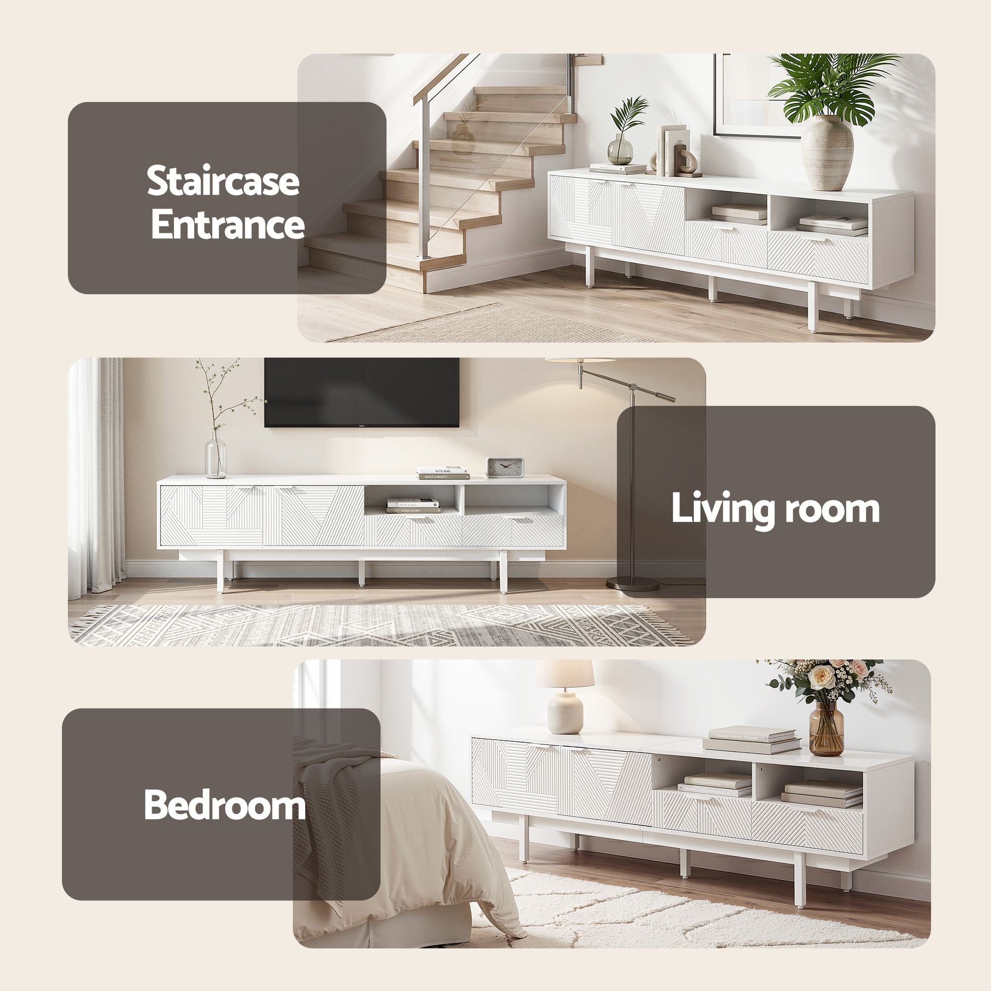 Artiss TV Unit Entertainment Unit Storage Cabinet Drawer 200cm White