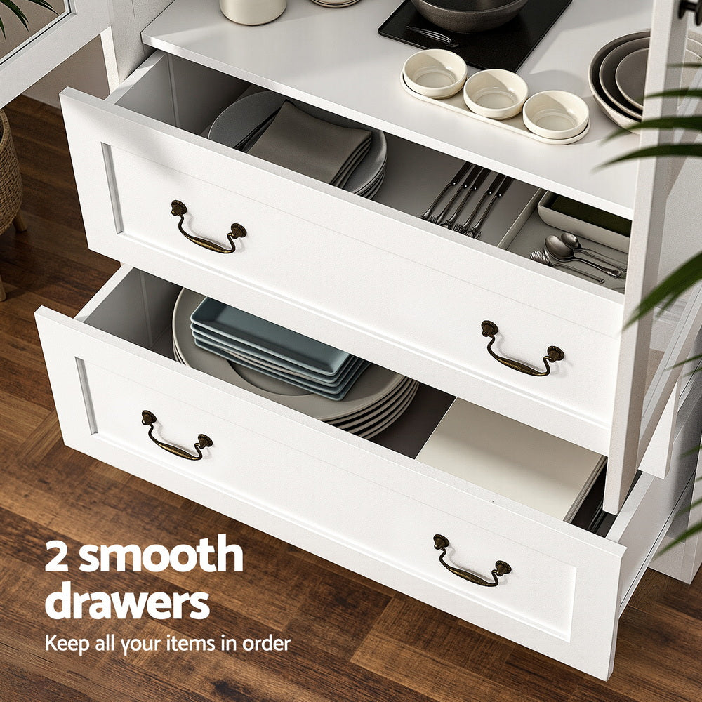 Artiss Buffet Sideboard 180cm Hutch Storage Cabinet Kitchen Drawer Door White