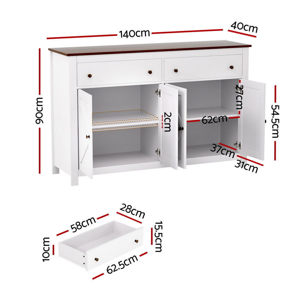 Buffets & Sideboards: Artiss Buffet Sideboard Storage Cabinet Kitchen Cupboard 2 Drawers 140CM White