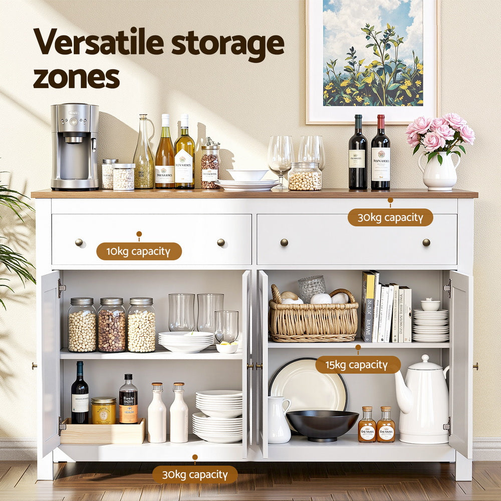 Buffets & Sideboards: Artiss Buffet Sideboard Storage Cabinet Kitchen Cupboard 2 Drawers 140CM White