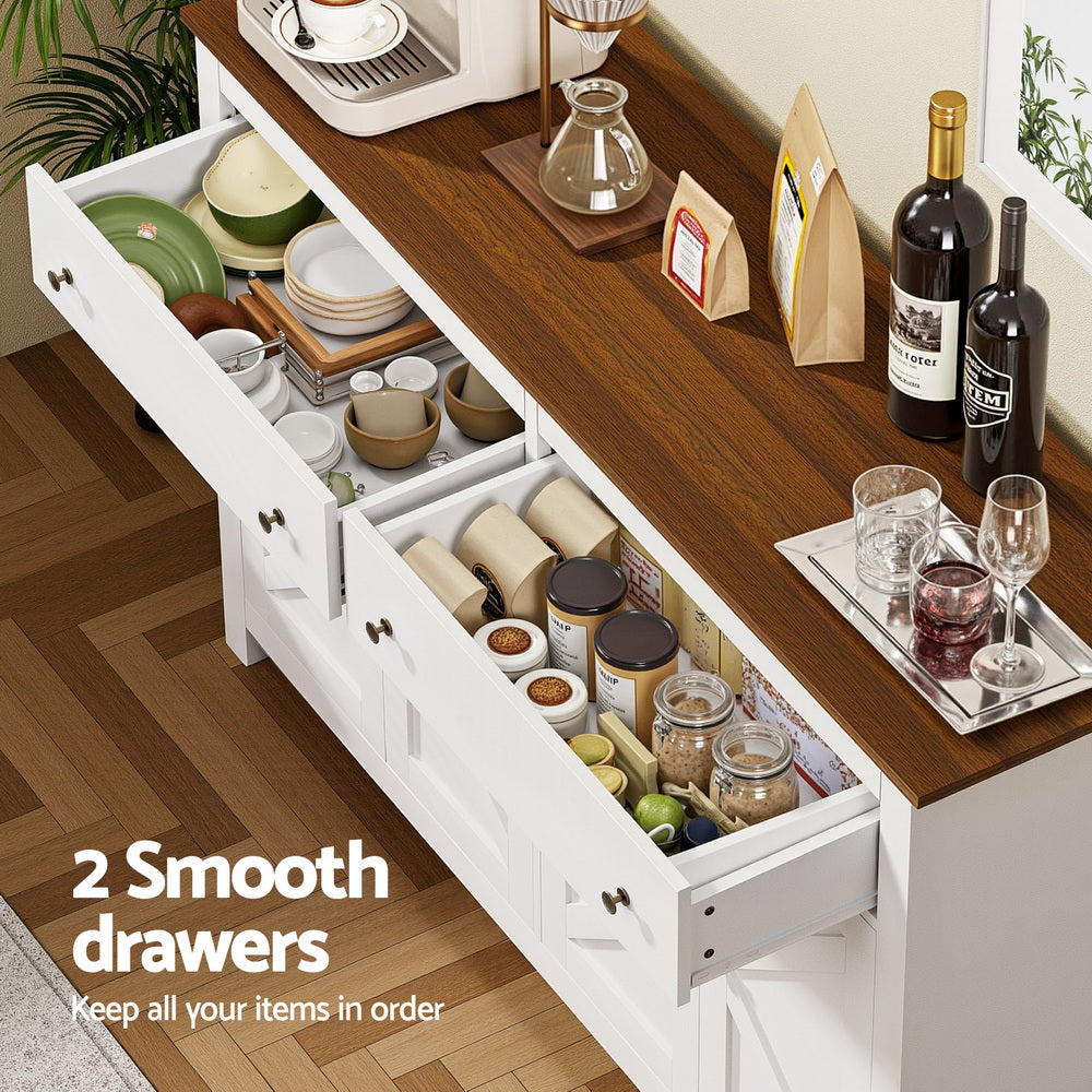 Buffets & Sideboards: Artiss Buffet Sideboard Storage Cabinet Kitchen Cupboard 2 Drawers 140CM White