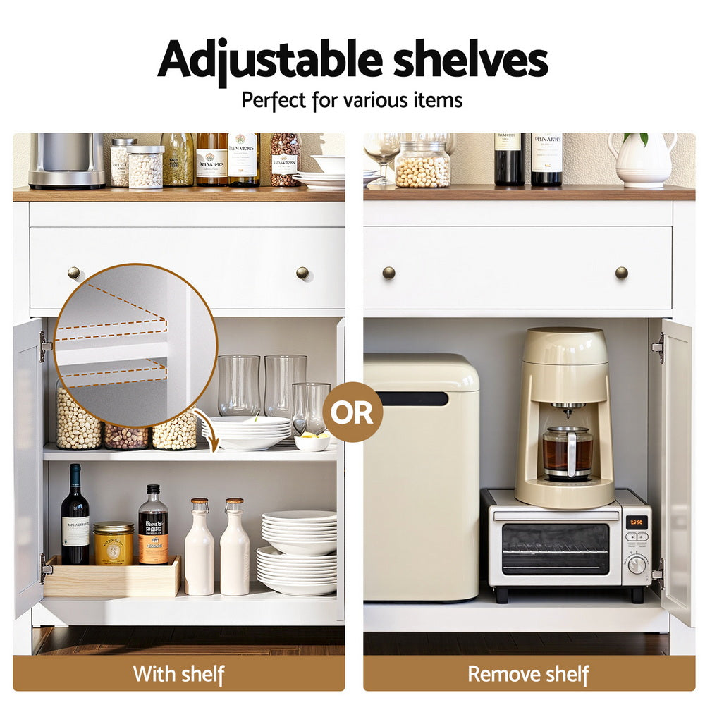 Buffets & Sideboards: Artiss Buffet Sideboard Storage Cabinet Kitchen Cupboard 2 Drawers 140CM White