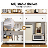 Artiss Buffet Sideboard Storage Cabinet Kitchen Cupboard 2 Drawers 140CM White