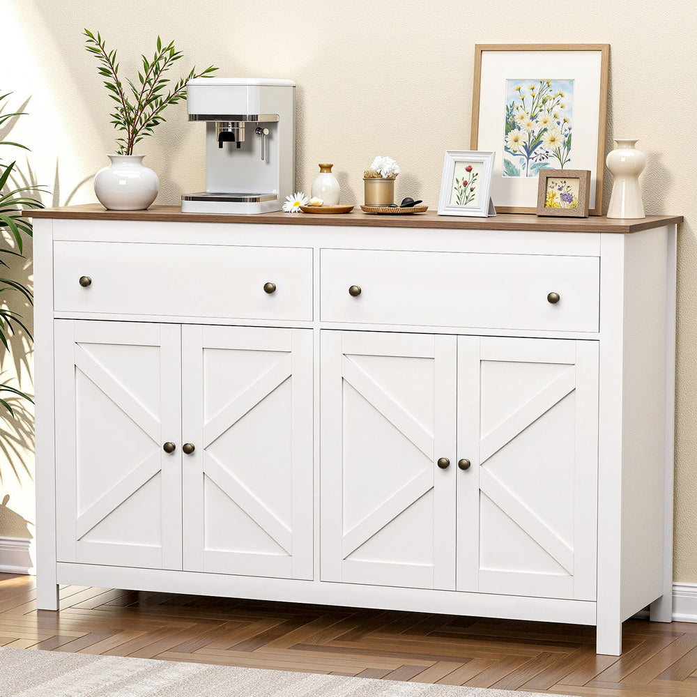 Buffets & Sideboards: Artiss Buffet Sideboard Storage Cabinet Kitchen Cupboard 2 Drawers 140CM White