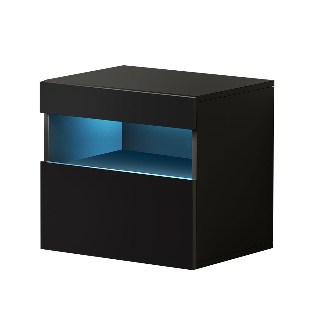 Bedside Tables: Artiss Bedside Table LED - HERES Black