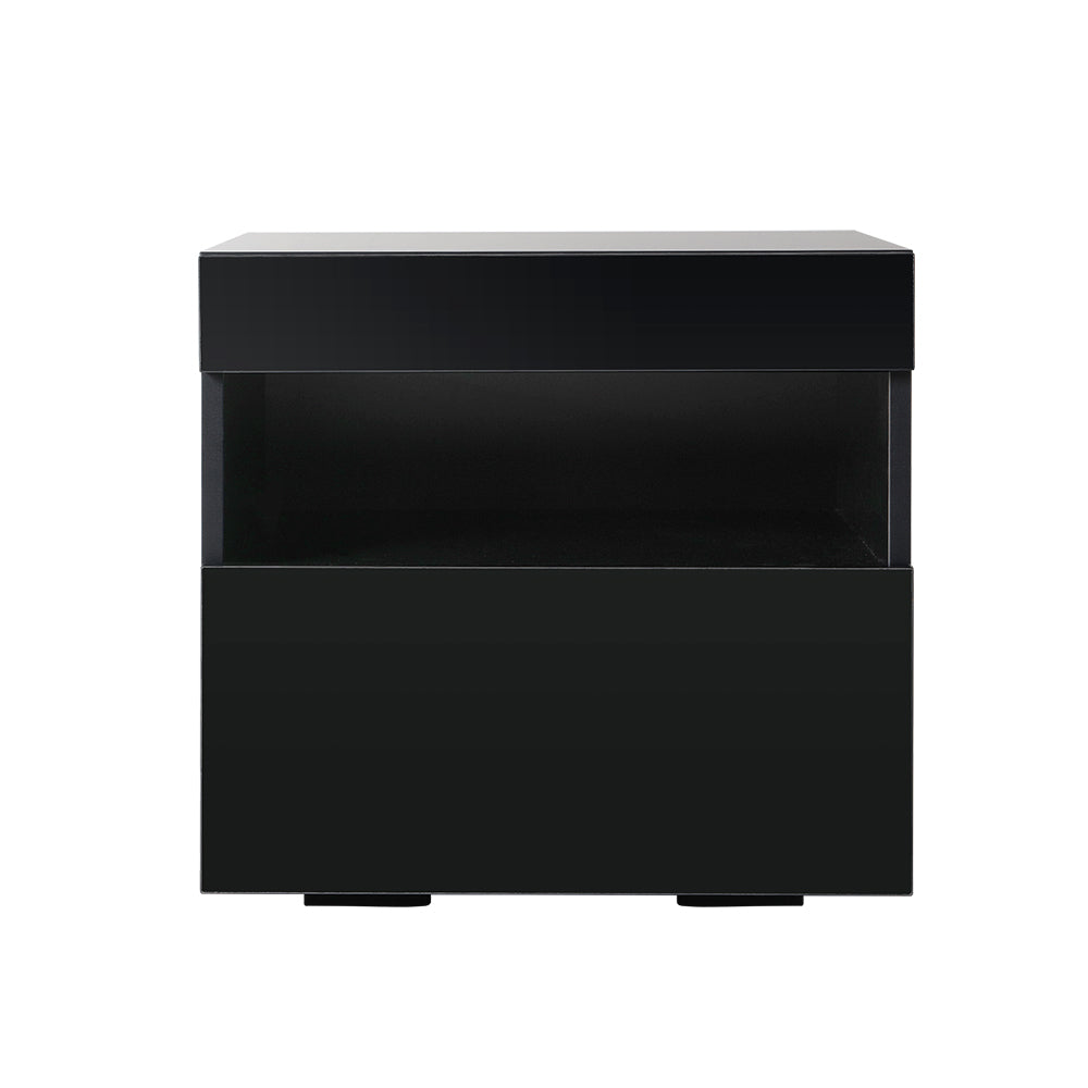 Bedside Tables: Artiss Bedside Table LED - HERES Black