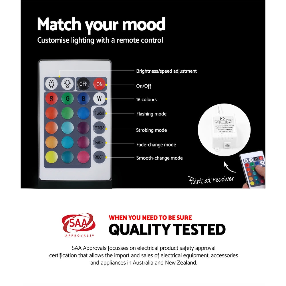 Bedside Tables: Artiss Bedside Table LED - HERES Black
