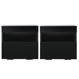 Artiss 2x Bedside Table LED - HERES Black