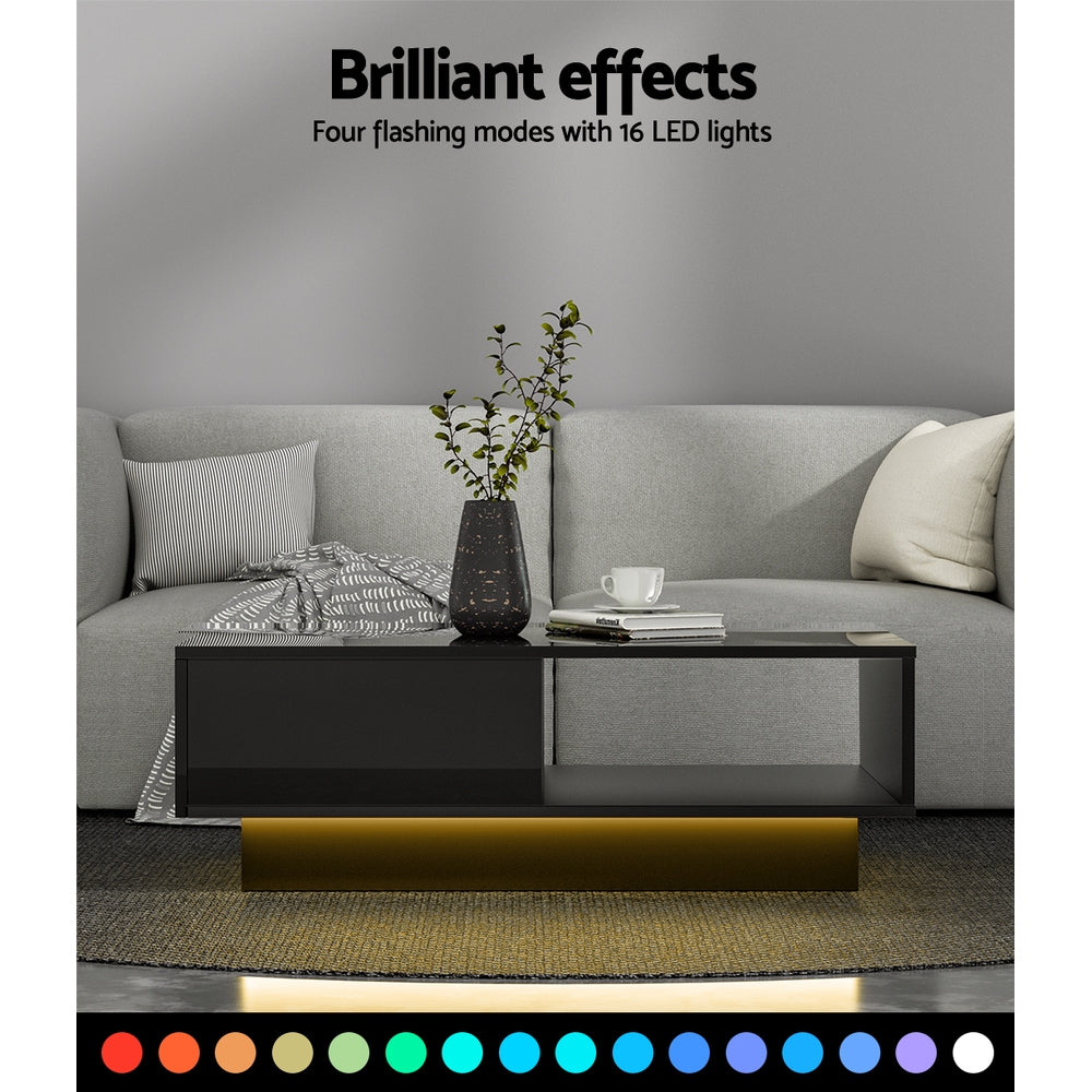 Coffee Tables: Artiss Coffee Table Led Lights Black