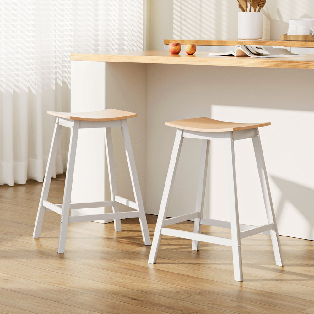 Table & Bar Stools: Artiss 2x Bar Stools Wooden Chairs Oak