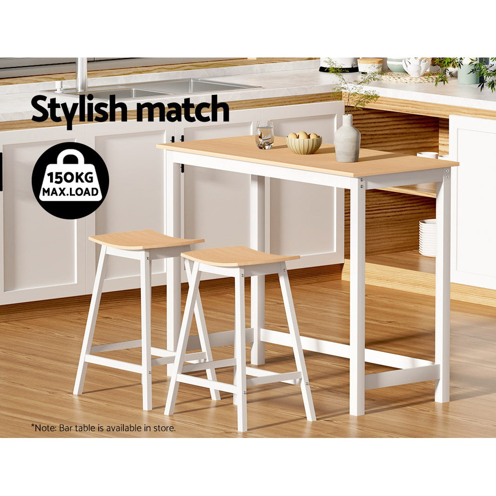 Table & Bar Stools: Artiss 2x Bar Stools Wooden Chairs Oak