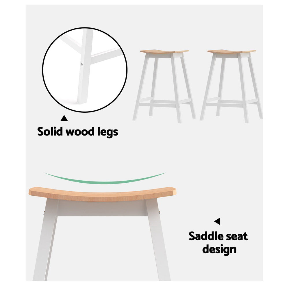 Table & Bar Stools: Artiss 2x Bar Stools Wooden Chairs Oak