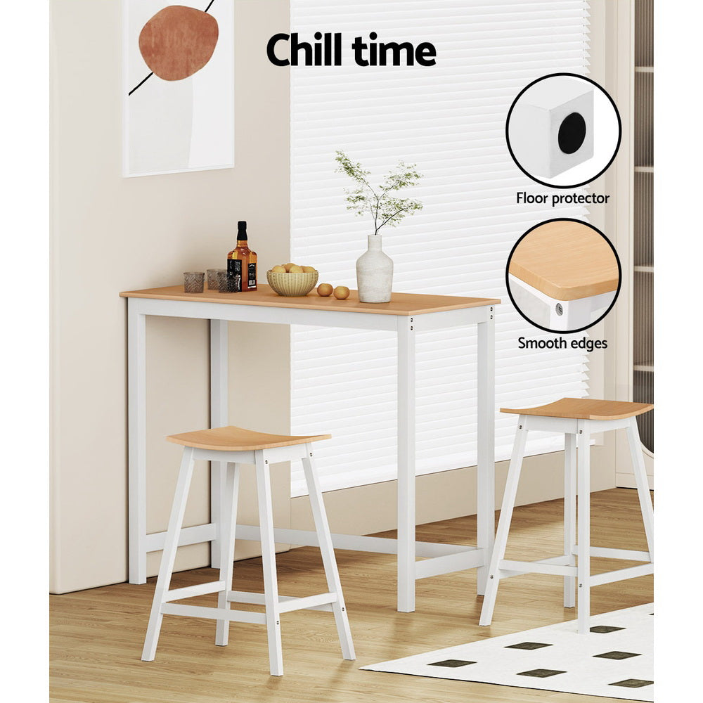 Table & Bar Stools: Artiss 2x Bar Stools Wooden Chairs Oak