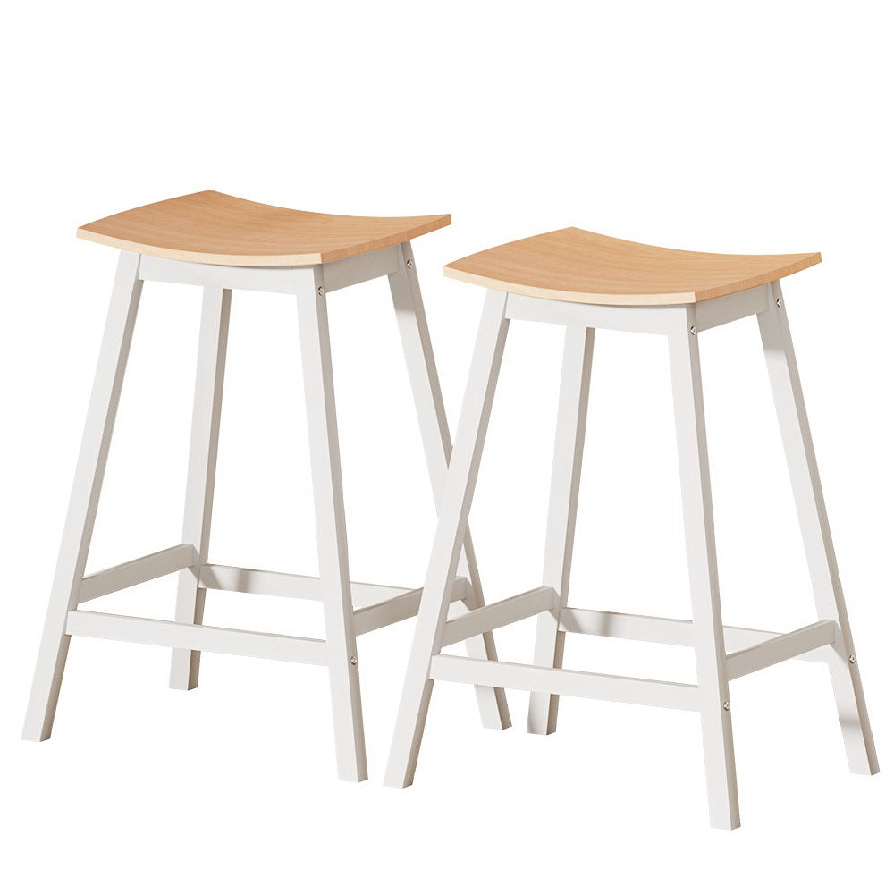 Table & Bar Stools: Artiss 2x Bar Stools Wooden Chairs Oak