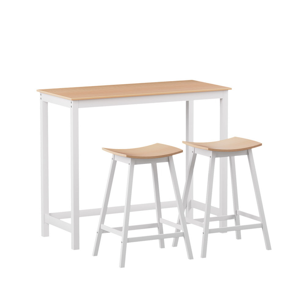 Kitchen & Dining Chairs: Artiss Bar Table and Stools Set Dining Desk Solid Wood Kitchen Chairs Cafe Pub