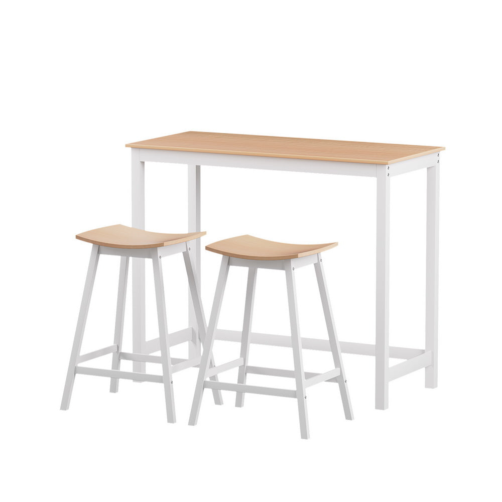 Kitchen & Dining Chairs: Artiss Bar Table and Stools Set Dining Desk Solid Wood Kitchen Chairs Cafe Pub