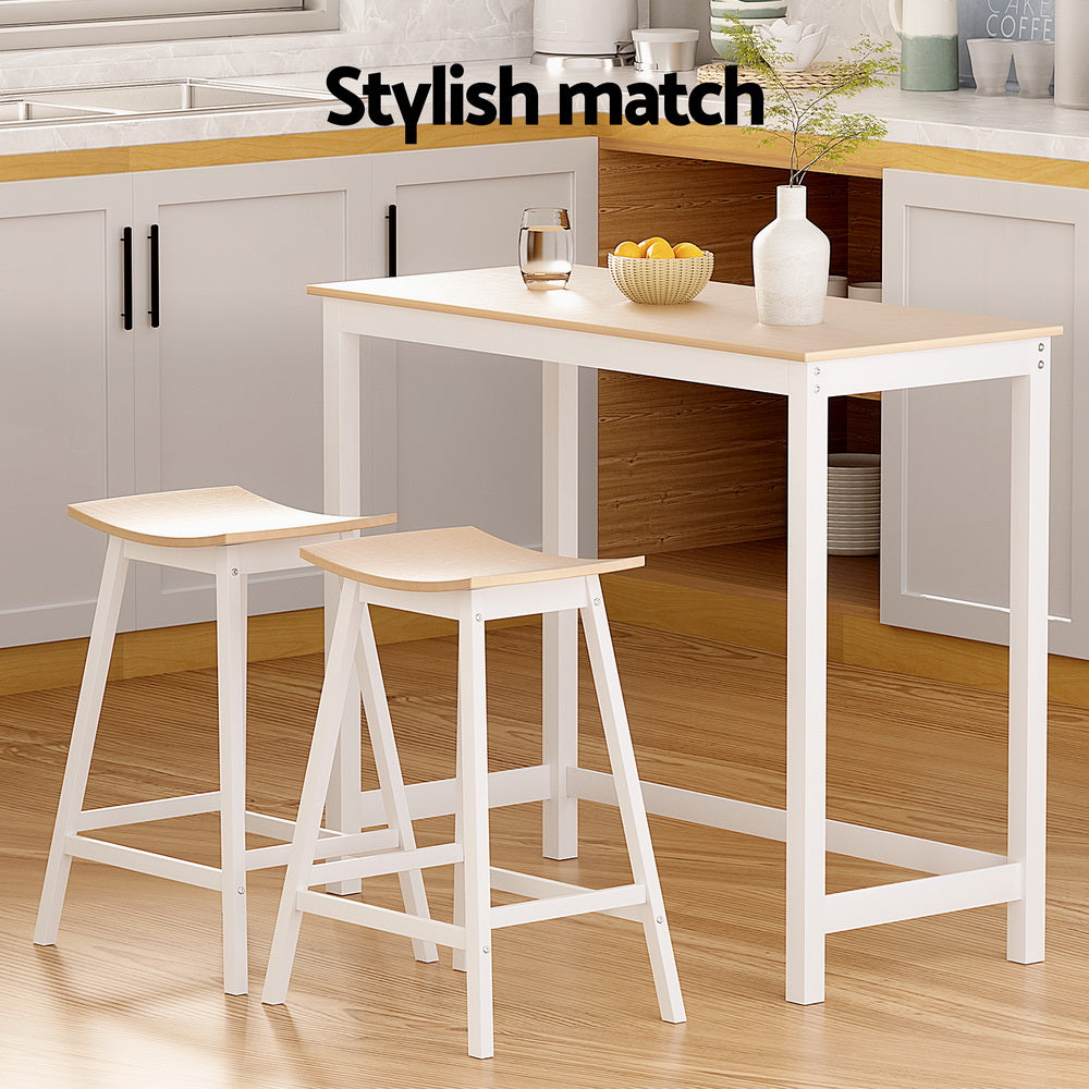 Kitchen & Dining Chairs: Artiss Bar Table and Stools Set Dining Desk Solid Wood Kitchen Chairs Cafe Pub