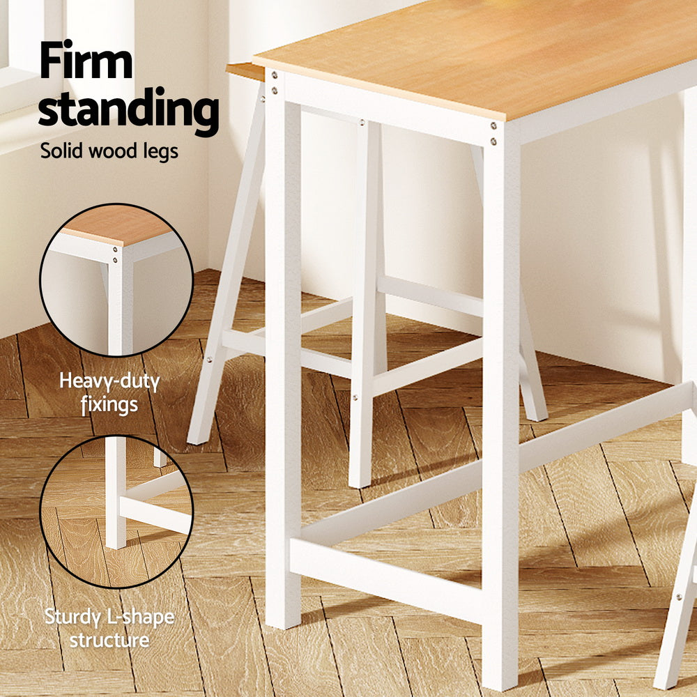 Kitchen & Dining Chairs: Artiss Bar Table and Stools Set Dining Desk Solid Wood Kitchen Chairs Cafe Pub