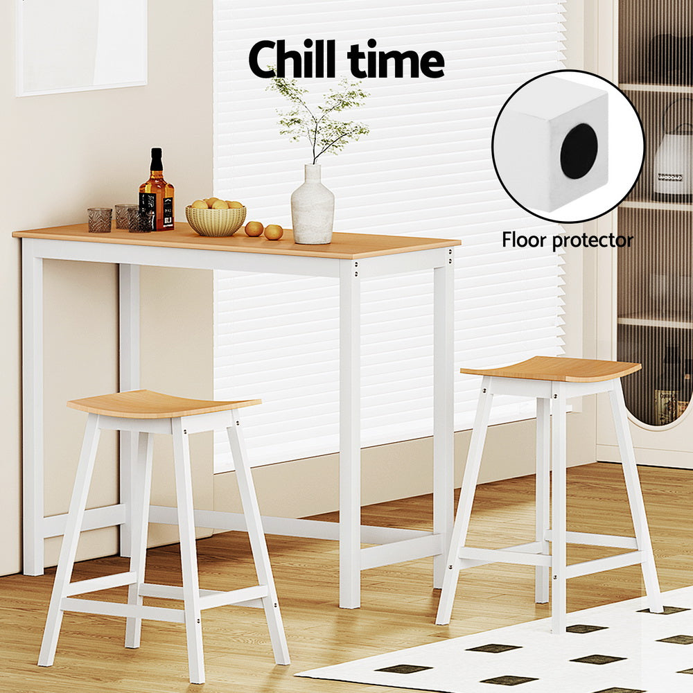 Kitchen & Dining Chairs: Artiss Bar Table and Stools Set Dining Desk Solid Wood Kitchen Chairs Cafe Pub