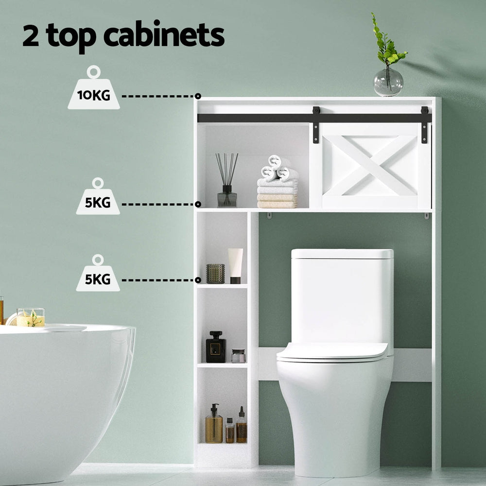 Bathroom Cabinets, Cupboards & Storage: Artiss Bathroom Cabinet Over the Toilet Storage Organiser Laundry Shelf 128cm