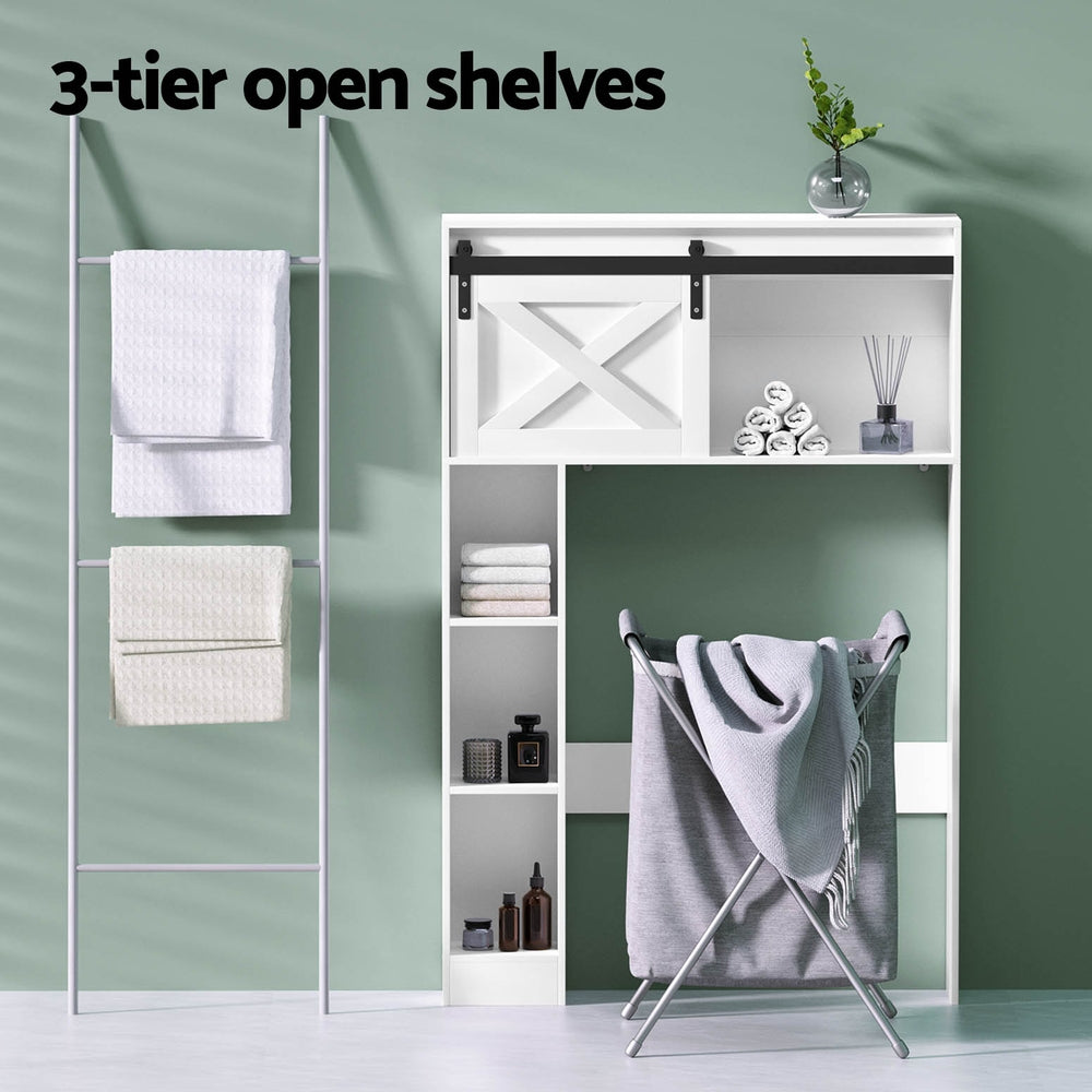 Bathroom Cabinets, Cupboards & Storage: Artiss Bathroom Cabinet Over the Toilet Storage Organiser Laundry Shelf 128cm