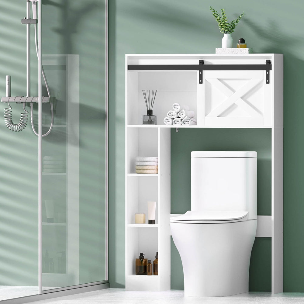 Bathroom Cabinets, Cupboards & Storage: Artiss Bathroom Cabinet Over the Toilet Storage Organiser Laundry Shelf 128cm