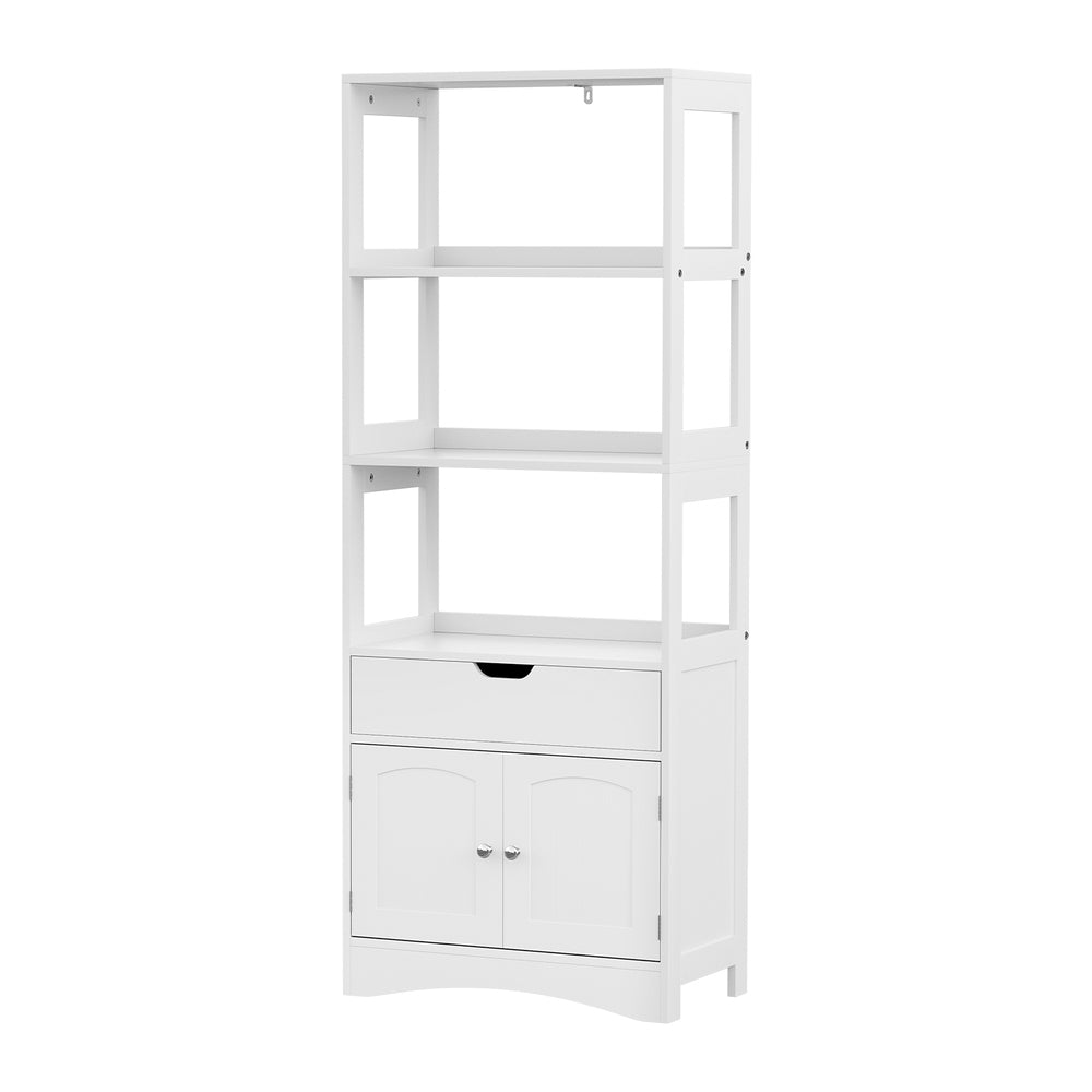 Bathroom Cabinets, Cupboards & Storage: Artiss Bathroom Floor Storage Cabinet with 2 Drawers 3 Open Shelves 2 Doors White