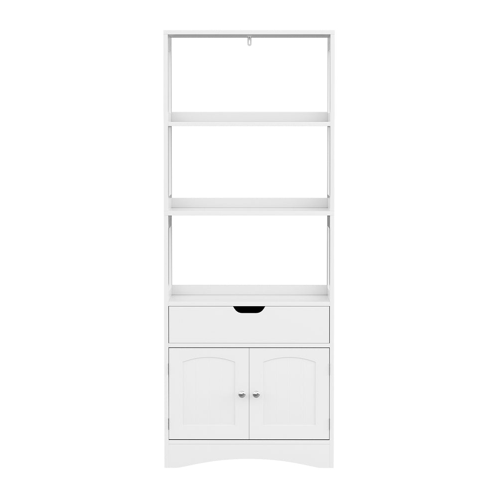 Bathroom Cabinets, Cupboards & Storage: Artiss Bathroom Floor Storage Cabinet with 2 Drawers 3 Open Shelves 2 Doors White