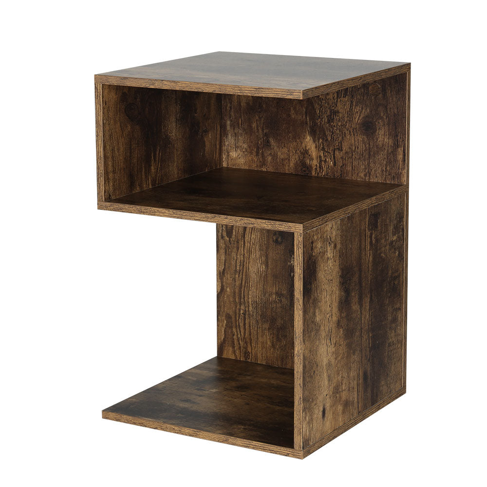 Bookcases & Shelves: Artiss Bedside Table Shelves Side End Table Storage Nightstand Rust Oak UMENI