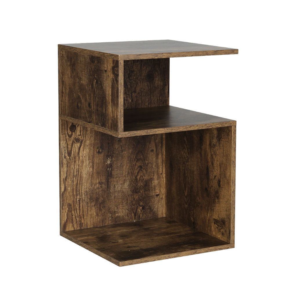 Bookcases & Shelves: Artiss Bedside Table Shelves Side End Table Storage Nightstand Rust Oak UMENI