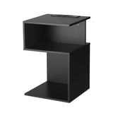 Artiss Bedside Table 2 Shelves S-Shaped Charging Station Black