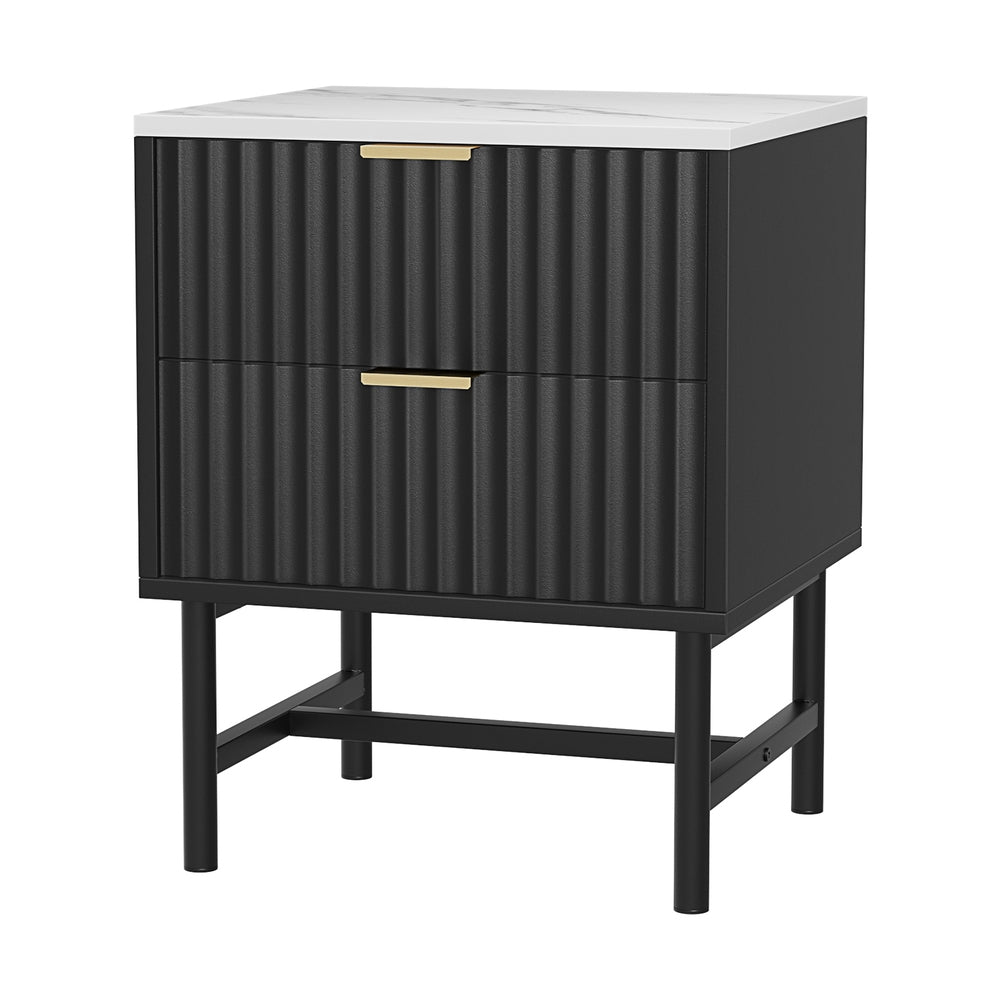Bedside Tables: Artiss Bedside Table 2 Drawers - Black
