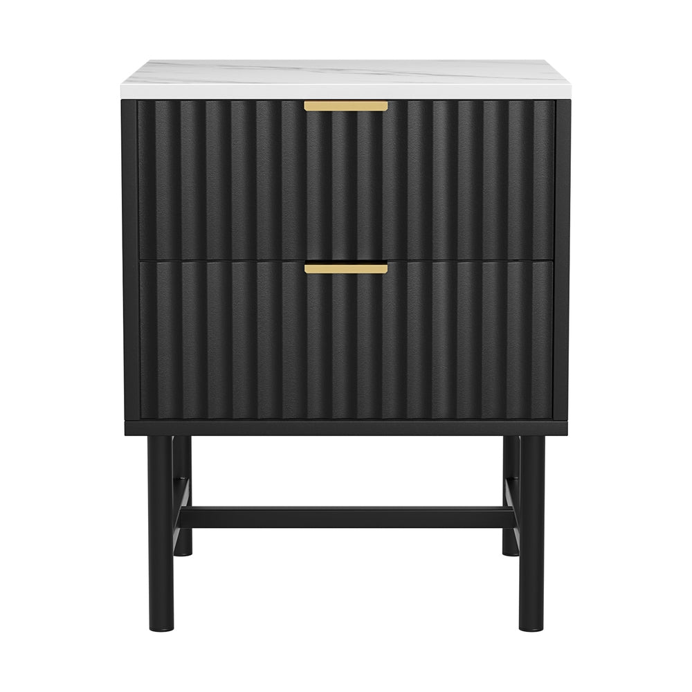 Bedside Tables: Artiss Bedside Table 2 Drawers - Black