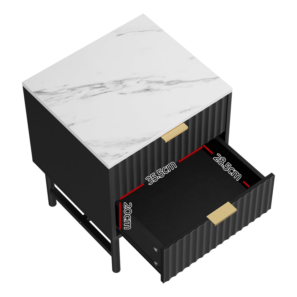 Bedside Tables: Artiss Bedside Table 2 Drawers - Black