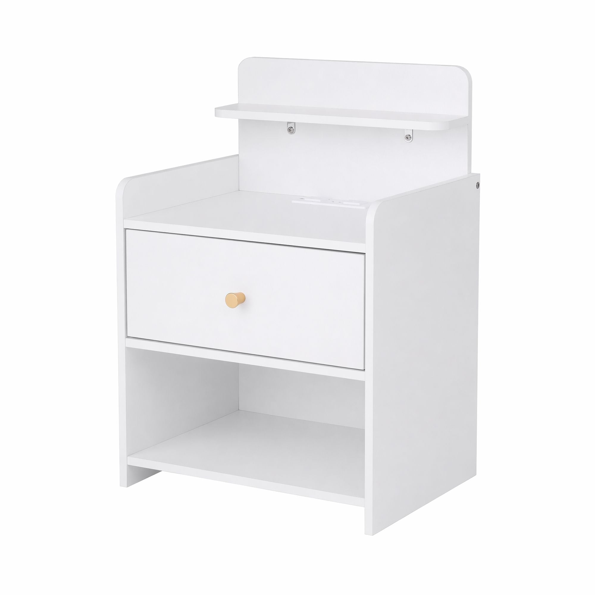 Artiss Bedside Table Drawer Charging Station White